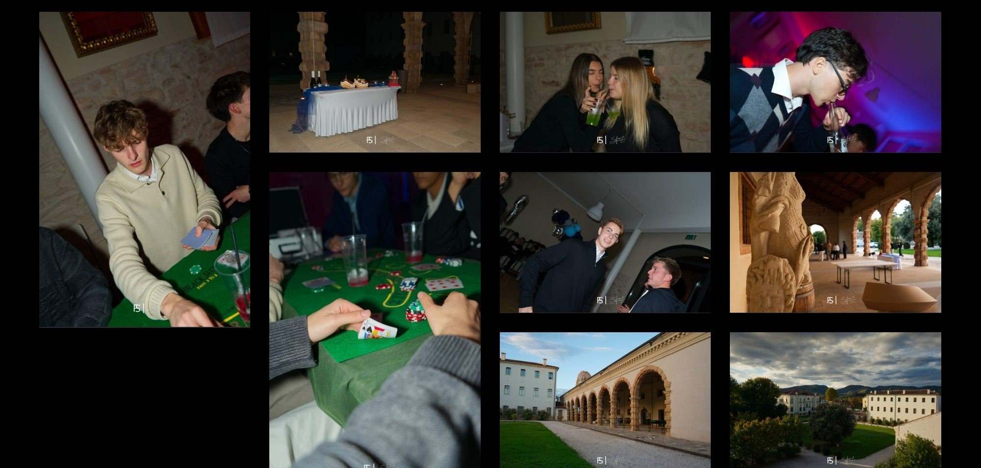 Griglia di foto della festa dentro la galleria online condivisa